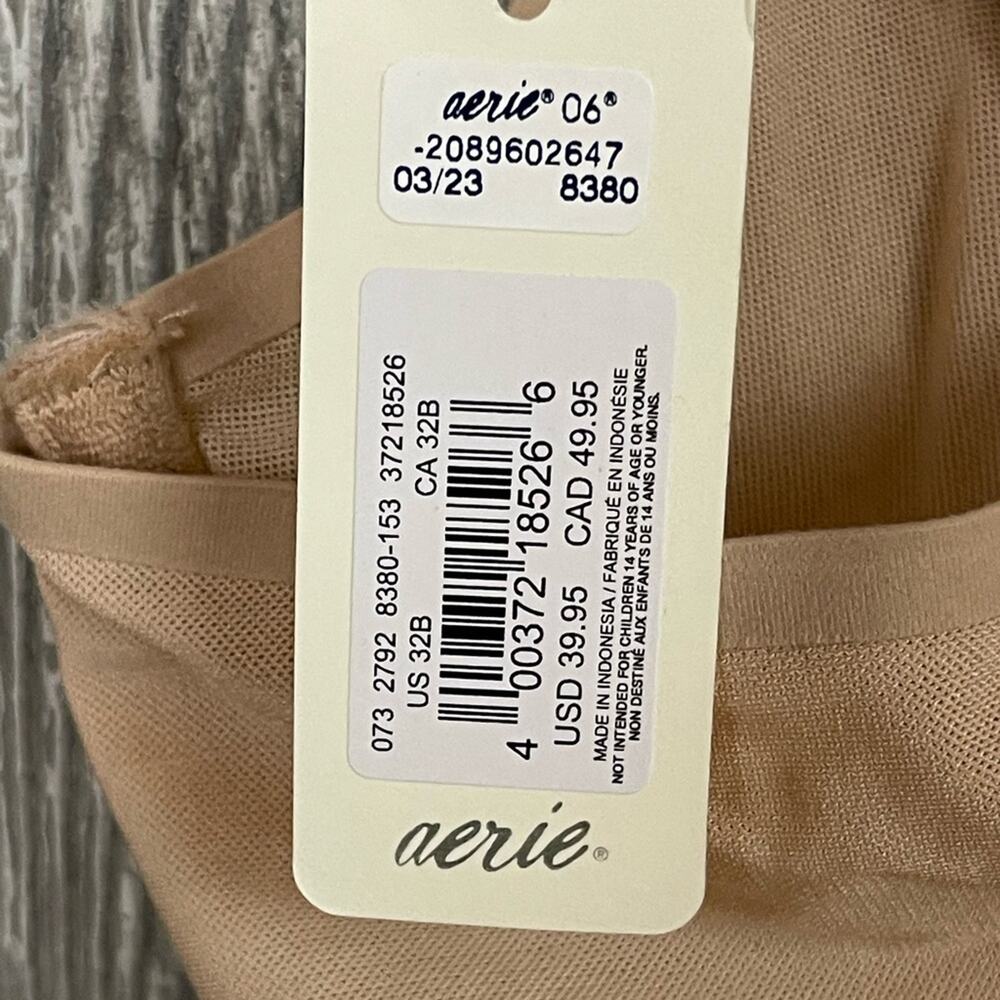 Aerie SMOOTHEZ Mesh Unlined Bra in Sands 32B NWT - Picture 8 of 9